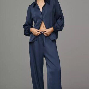 Aura SAtin Blue set ( Blouse + Pants)